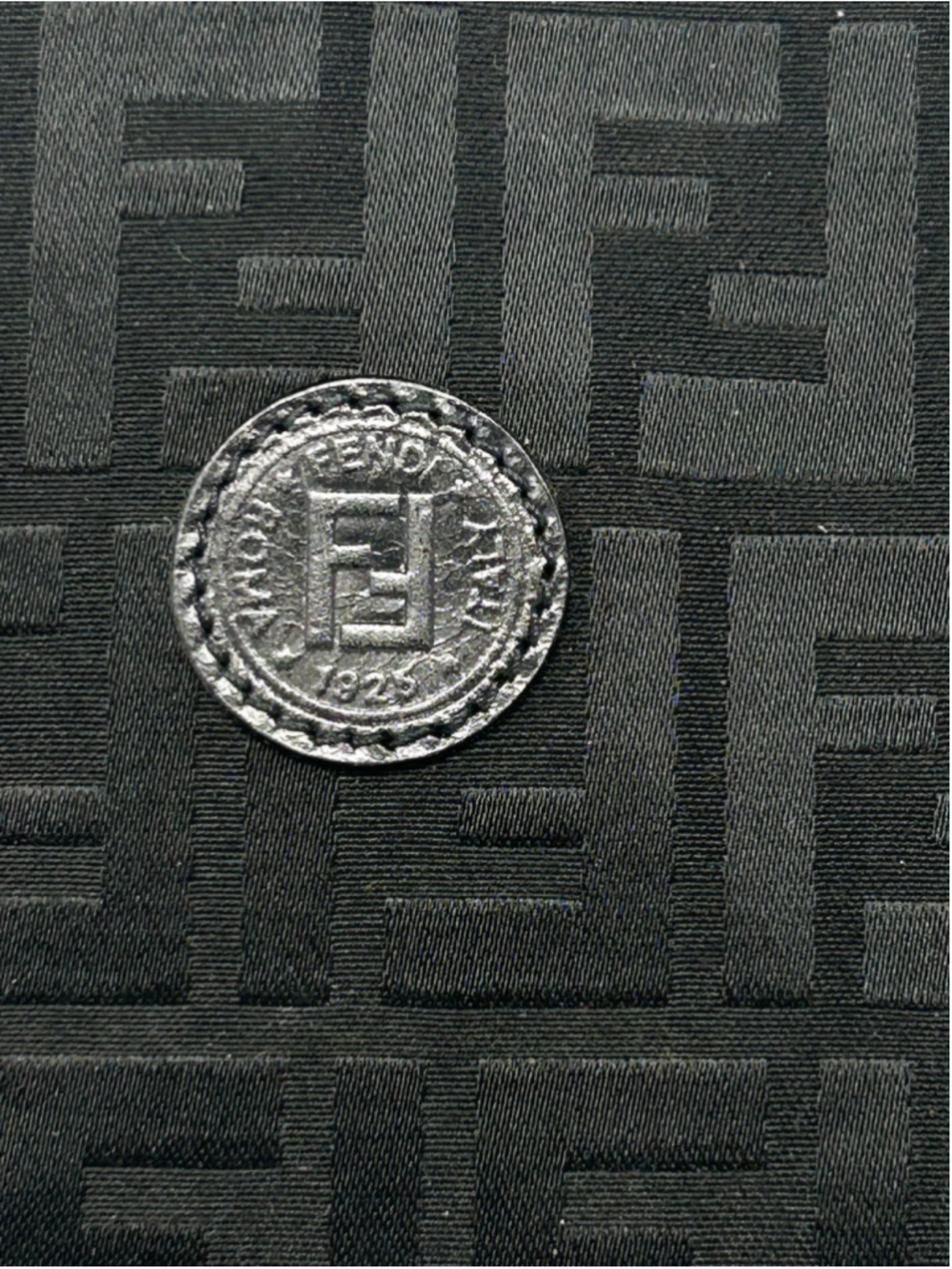 Fendi Black Zucca Monogram Canvas Leather Zip Shoulder Tote Bag - Picture 2 of 16